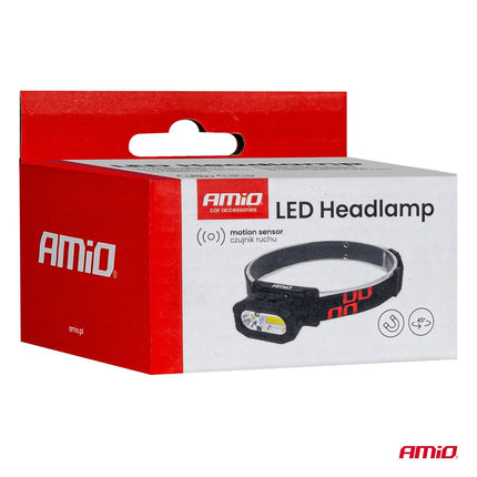AMiO LED Hoofdlamp XPG+COB 1000mAh met Bewegingssensor - USB Oplaadbaar en Verstelbare Hoofdband - voor Outdoor Workshop en Noodsituaties - VCTparts.nl