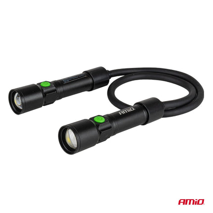 AMiO LED Inspectielamp 2xP50 1000mAh Halslamp met Flexibele Hals - Zoomfunctie en Oplaadbare Batterijen - Voor Werkplaats en Noodsituaties - VCTparts.nl