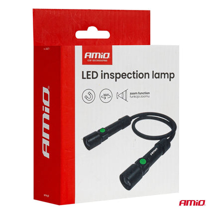 AMiO LED Inspectielamp 2xP50 1000mAh Halslamp met Flexibele Hals - Zoomfunctie en Oplaadbare Batterijen - Voor Werkplaats en Noodsituaties - VCTparts.nl