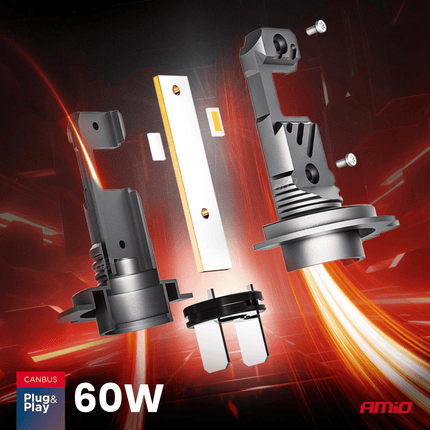 AMiO AMiO LED Koplampen + Grootlicht Hybrid series H7 (H18) Wit 6000K - 5600LM Canbus 60W 4 stuks Combideal 8
