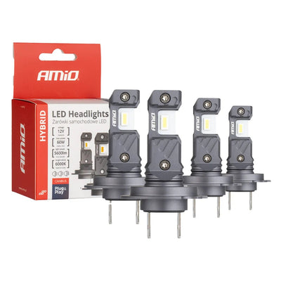 AMIO -LED -Scheinwerfer + Great Liche -Serie H7 (H18) Weiß 6000k - 5600 lm Canbus 60W 4 Stücke
