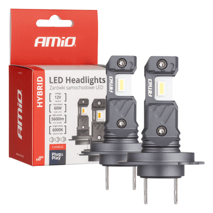 AMiO AMiO LED Koplampen + Grootlicht Hybrid series H7 (H18) Wit 6000K - 5600LM Canbus 60W 4 stuks Combideal 2