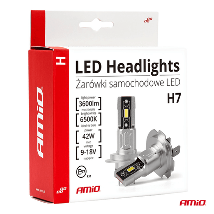 AMiO AMiO LED Koplampen Mini + Grootlicht Hybrid series H7 (H18) Wit 6000K - 3500LM + 5600LM Canbus 60W 4 stuks Combideal 3