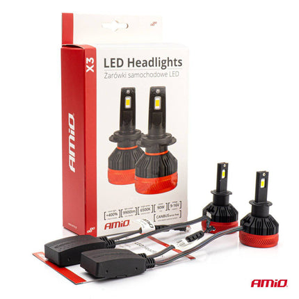 AMiO AMiO LED Koplampen X3 - serie H3 Dimlichten Wit AMiO 4
