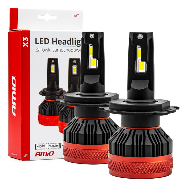 AMiO LED Koplampen X3serie H4/H19 Dimlichten Wit - VCTparts.nl