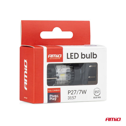 AMiO AMiO LED Lamp LumiTec 3157 P27/7W 12V FULL CANBUS – Krachtige Witte LED Vervanger (1 stuk) AMiO 5