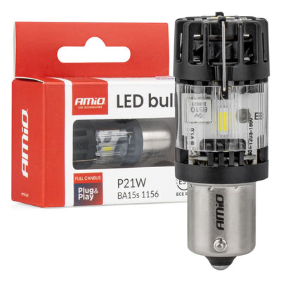 AMiO LED-Lampe LumiTec BA15S P21W 12V FULL CANBUS – Hellweiße LED-Ersatzlampe (1 Stück)