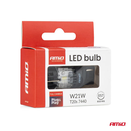 AMiO AMiO LED Lamp LumiTec T20S 7440 W21W 12V FULL CANBUS – Krachtige Witte LED Vervanger (1 stuk) AMiO 5