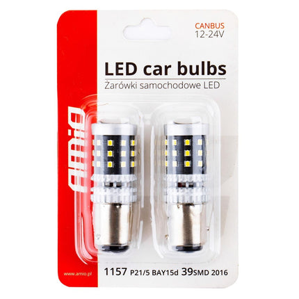 AMiO LED - lampen CANBUS 2016 39SMD 1157 BAY15D P21/5W Wit 12V/24V - VCTparts.nl