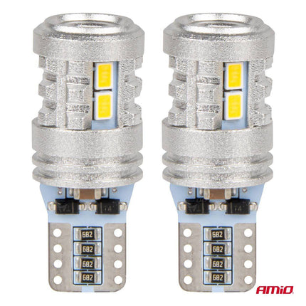 AMiO LED - lampen STANDAARD T10 W5W 6x3020 + 1x3030 SMD Wit 12V/24V - VCTparts.nl