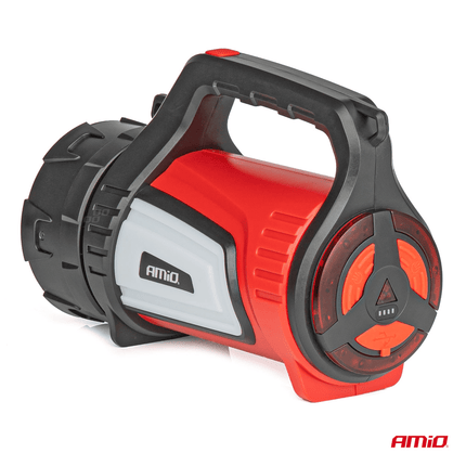 AMiO LED Nood Zoeklicht Handlamp met Geïntegreerde Oplaadbare Batterij 400LM Zwart - Rood - VCTparts.nl