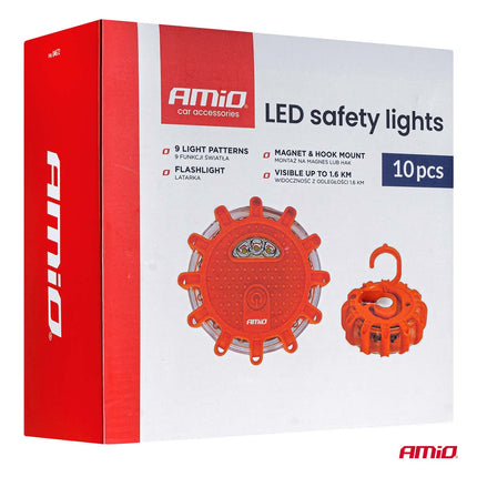 AMiO AMiO LED Safety Lights Rood Set van 10 Noodlampen 12SMD+3SMD 650mAh met Waarschuwingsfunctie AMiO 9