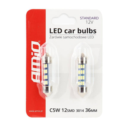 AMiO AMiO LED STANDAARD 3014 12SMD Festoen C5W C10W C3W 36mm Wit 12V AMiO 2