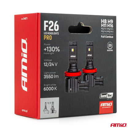 AMiO AMiO LumiTec F26 Night Breakers H8 H9 H11 H16 +130% PRO LIMITED LED Mistlampen Koplampen - 68W 12V 24V FULL CANBUS Mistlicht Dimlicht AMiO 6