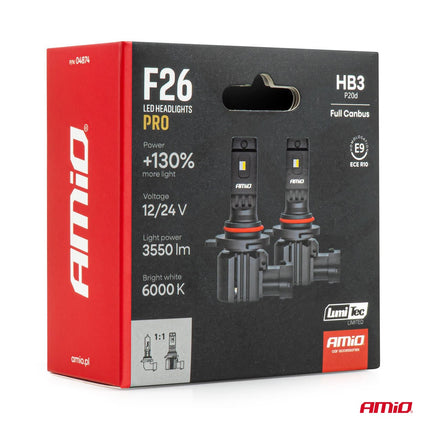 AMiO AMiO LumiTec F26 Night Breakers HB3 +130% PRO LIMITED LED Koplampen - 68W 12V 24V FULL CANBUS Grootlicht High Beam AMiO 7