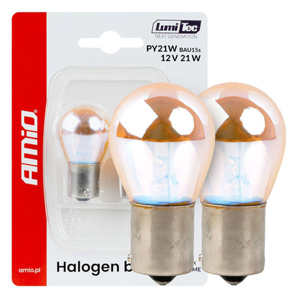 AMiO LumiTec PY21W Amber Chrome Halogeen Autolampen – BAU15s 12V 21W (2 stuks) - VCTparts.nl