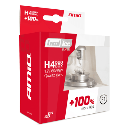 AMiO AMiO LumiTec Silver Halogeen Dimlicht +100% H4 12V 60/55W (set) AMiO 2