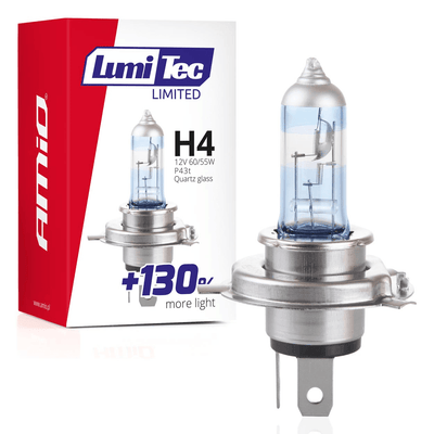 AMIO LUMITEC SILBER HALOGEN DIMLicht +130% H4 12V 55W (1 Stück)
