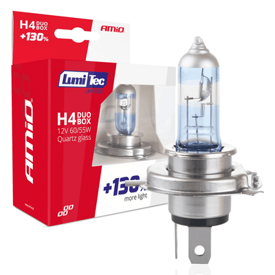 Amio Lumitec Silver Halogen Dimlich +130% H4 12V 60/55W (Set)
