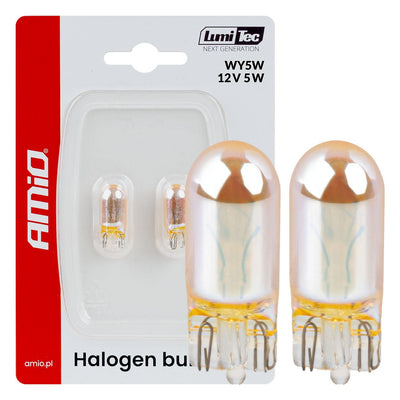 AMiO LumiTec WY5W Amber Chrome Halogen-Autolampen – W2.1x9.5d 12V 5W (2 Stück)