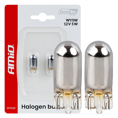 AMiO LumiTec WY5W Chrom-Halogen-Autolampen für Offroad-Einsätze – W2.1x9.5d 12V 5W Vibrations- und hitzebeständig (2 Stück)