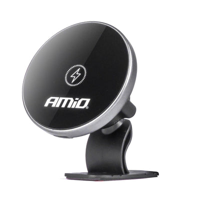 AMIO Magnetic Telephone Holder mit 15W QI -drahtloses Ladegerät und Magsafe einstellbare 360 ​​° -Montage auf Armaturenbrett oder Cockpit Schwarz