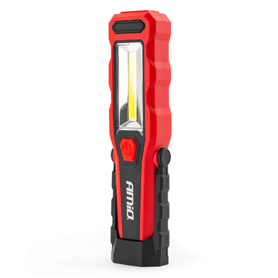 AMIO Magnetic Work Lamp Inspektion Auto Taschenlampe mit 12/24 V & 230 V Ladegerät Red-Zwart