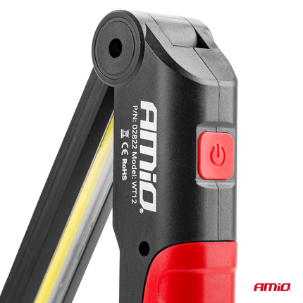 AMiO Magnetische Werklamp Inspectie Auto Zaklamp met Draadloze Lader Rood - Zwart - VCTparts.nl