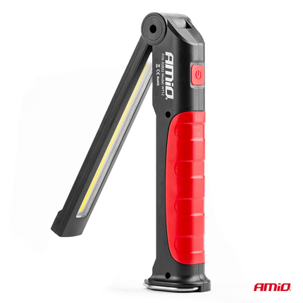 AMiO Magnetische Werklamp Inspectie Auto Zaklamp met Draadloze Lader Rood - Zwart - VCTparts.nl