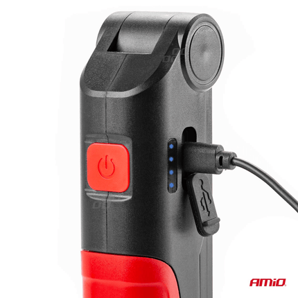 AMiO Magnetische Werklamp Inspectie Auto Zaklamp met Draadloze Lader Rood - Zwart - VCTparts.nl