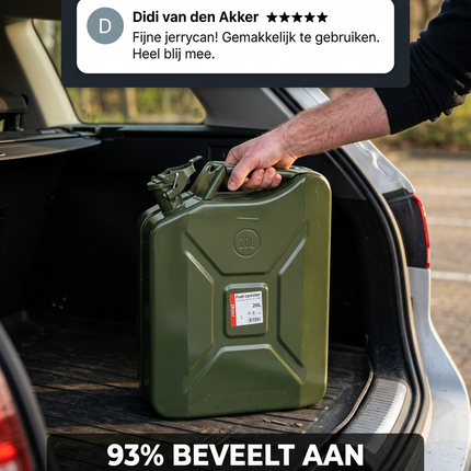 AMiO Metall-Kraftstoffkanister 20L – UN-zertifizierter Metall-Kraftstoffkanister Grün – Notfall-Kraftstoffkanister aus Stahl für Diesel und Benzin 