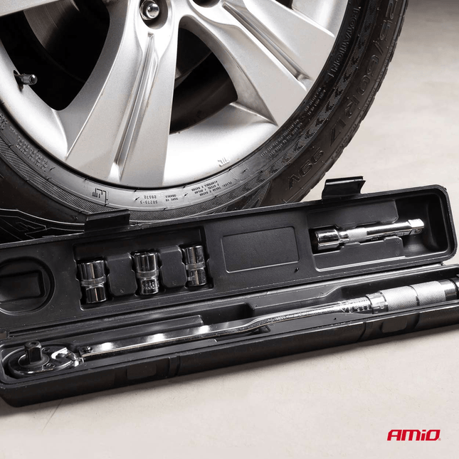 AMiO Momentsleutel 17/19/21 mm 40 - 210 Nm Wielmoersleutel Universeel met Koppelstuken en Koffer [Wielbout Sleutel - Gereedschap] - VCTparts.nl