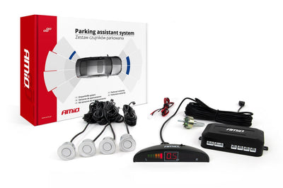 AMIO Parkhilfesystem LED 4 Sensoren Silber