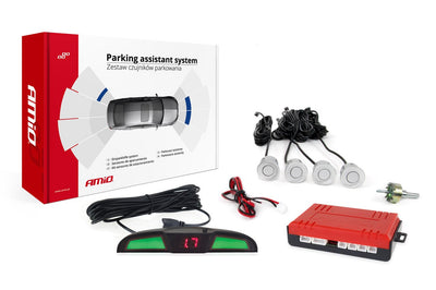 AMIO Parkhilfesystem LED COB 4 Sensor Silber