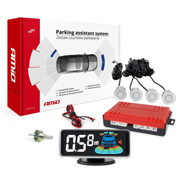 AMiO AMiO Parkeerhulpsysteem LED - GRAF 3D 4 sensor zilver AMiO 4