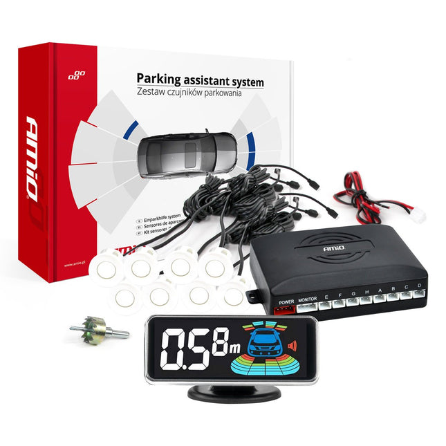 AMiO AMiO Parkeerhulpsysteem LED - GRAF 3D 8 sensor wit AMiO 4