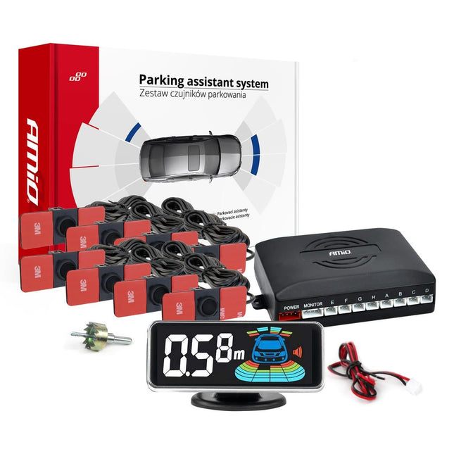 AMiO AMiO Parkeerhulpsysteem LED - GRAF 3D 8 sensor zwart binnenmontage 165mm AMiO 3