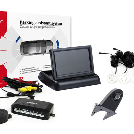 AMiO AMiO Parkeerhulpsysteem met TFT - scherm 43" en 4 Witte HD - sensoren – Veilig en Nauwkeurig Parkeren AMiO 1