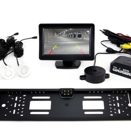 AMiO AMiO Parkeerhulpsysteem TFT01 4 3 inch LCD Beeldscherm - CAM402 LED Camera 4 Sensoren Wit AMiO 1
