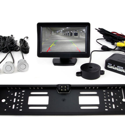 AMiO AMiO Parkeerhulpsysteem TFT01 4 3 inch LCD Beeldscherm - CAM402 LED Camera 4 Sensoren Zilver AMiO 1