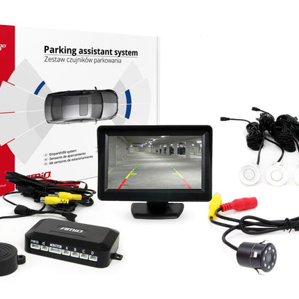 AMiO AMiO Parkeerhulpsysteem TFT01 4 3 inch LCD Beeldscherm - HD307IR Camera 4 Sensoren Wit AMiO 1