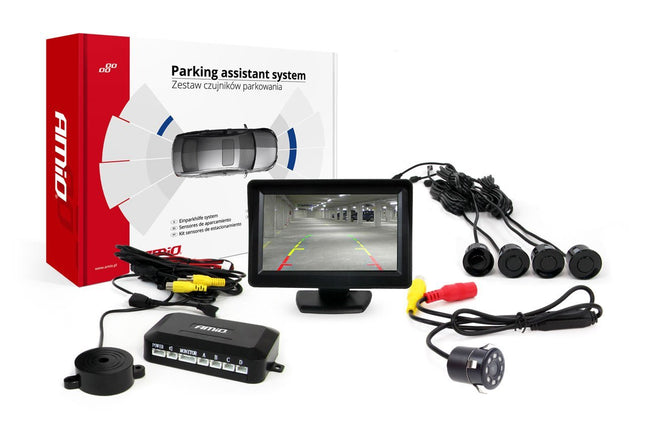 AMiO AMiO Parkeerhulpsysteem TFT01 4 3 inch LCD Beeldscherm - HD307IR Camera 4 Sensoren Zwart AMiO 1