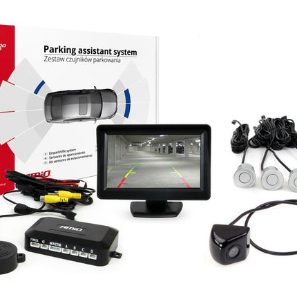 AMiO AMiO Parkeerhulpsysteem TFT01 4 3 inch LCD Beeldscherm - HD310 Camera 4 Sensoren Zilver AMiO 1