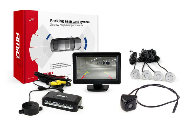 AMiO AMiO Parkeerhulpsysteem TFT01 4 3 inch LCD Beeldscherm - HD310 Camera 4 Sensoren Zilver AMiO 1