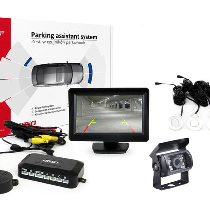 AMiO AMiO Parkeerhulpsysteem TFT01 4 3 inch LCD Beeldscherm - HD501IR Camera 4 Sensoren Wit AMiO 1