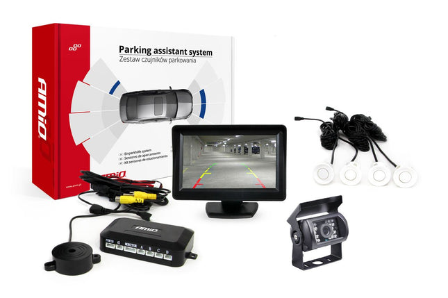 AMiO AMiO Parkeerhulpsysteem TFT01 4 3 inch LCD Beeldscherm - HD501IR Camera 4 Sensoren Wit AMiO 1