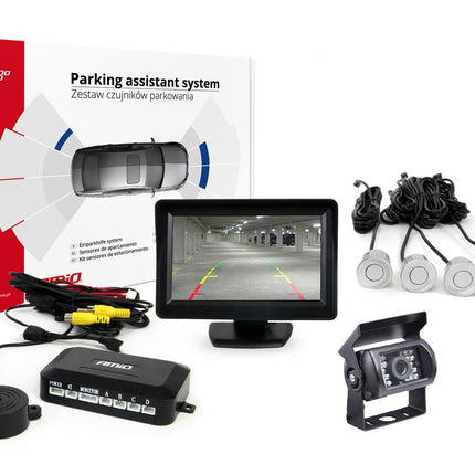 AMiO AMiO Parkeerhulpsysteem TFT01 4 3 inch LCD Beeldscherm HD501IR Camera 4 Sensoren Zilver AMiO 5