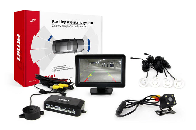 AMiO AMiO Parkeerhulpsysteem TFT01 4,3 inch LCD Beeldscherm HD CAM315 LED Camera 4 Witte Parkeersensoren Auto Achteruitrijhulp AMiO 8