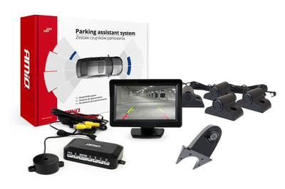 AMIO Parkhilfesystem TFT01 43 Zoll mit HD-502-IR und 4 Sensoren Black Truck