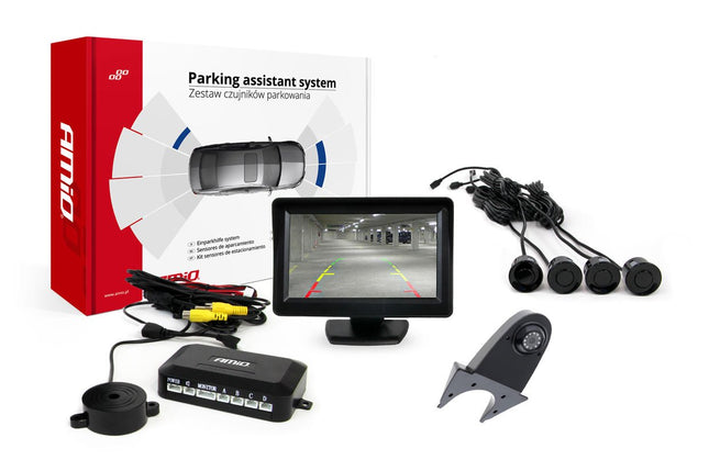 AMiO AMiO Parkeerhulpsysteem TFT01 4,3 inch LCD Beeldscherm - HD502IR Camera en 4 Zwarte Sensoren AMiO 7